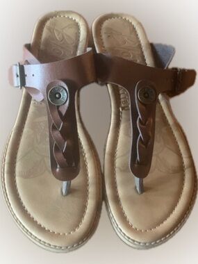 Women's Brown Braided Toe-Post Sandals - Casual Summer Flip-Flops  size 9
